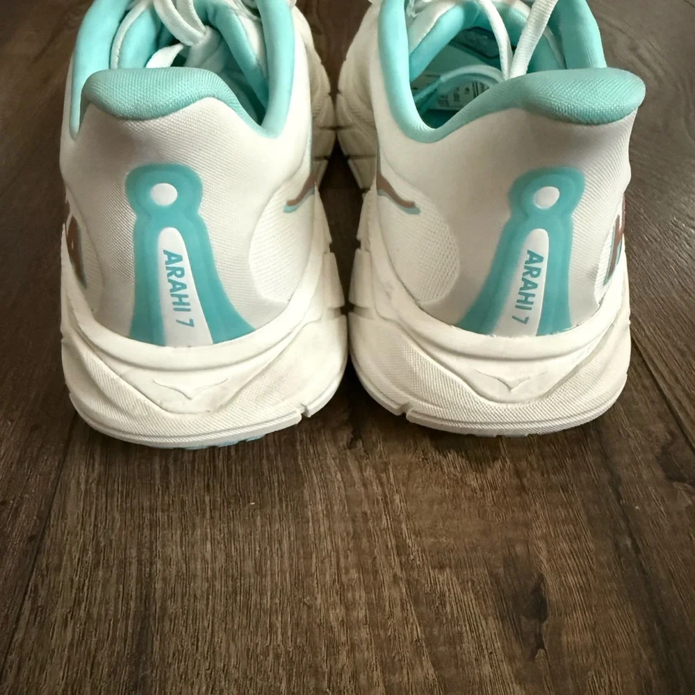 Hoka Women's White and Teal Athletic Shoes - Picture 4 of 8